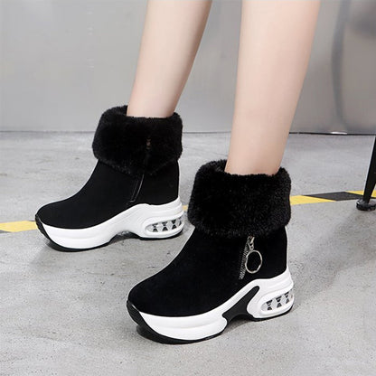 Warm Faux Fur Zip Up Ankle Boots - Pexav
