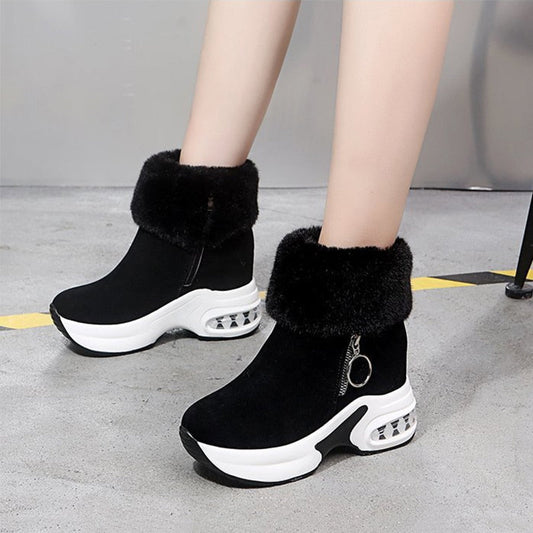 Warm Faux Fur Zip Up Ankle Boots - Pexav