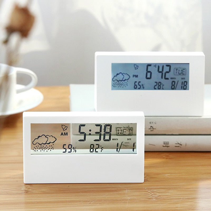 Clear Glass LED Digital Table Clock - Pexav