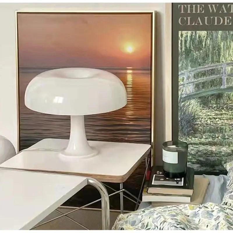 Rustic Wooden Mushroom Table Lamp