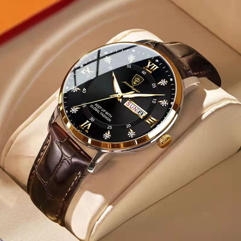 Shining Leather Men's Wrist Watch - Pexav