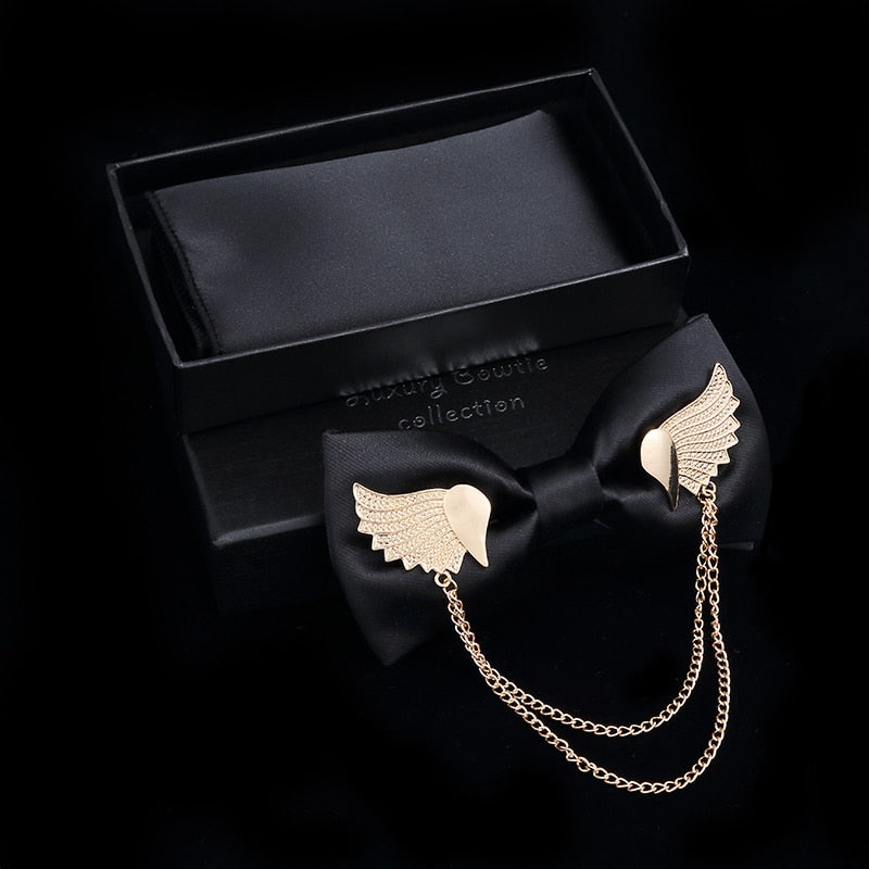 Men's Silver Bow Tie Accessory Set