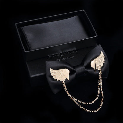 Men's Silver Bow Tie Accessory Set