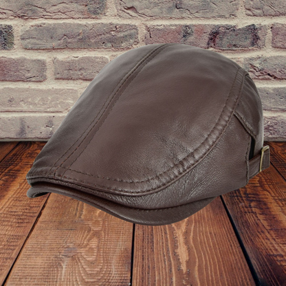 Classic Vintage Leather Newsboy Cap - Pexav