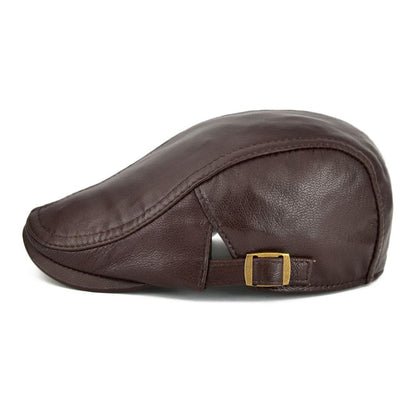 Classic Vintage Leather Newsboy Cap