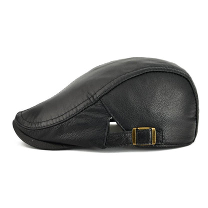 Classic Vintage Leather Newsboy Cap
