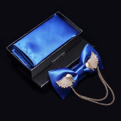 Men's Silver Bow Tie Accessory Set