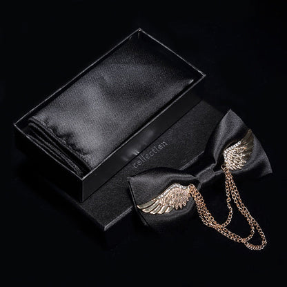 Men's Silver Bow Tie Accessory Set
