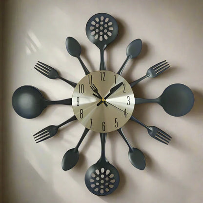 Fun Stainless Steel Kitchen Clock with Tool Hour Marks - Pexav