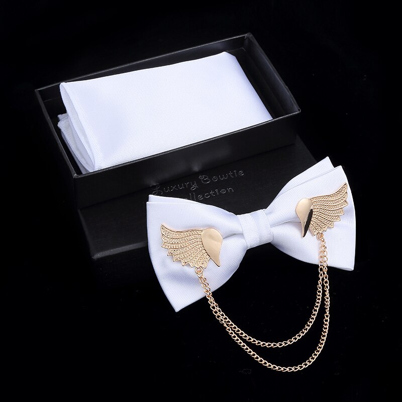 Men's Silver Bow Tie Accessory Set