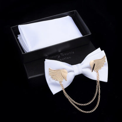 Men's Silver Bow Tie Accessory Set
