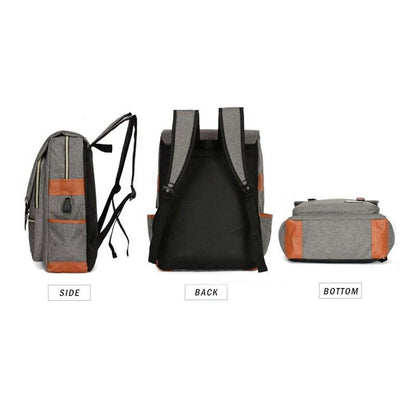 Classic Student Laptop Backpack with USB Charger Port