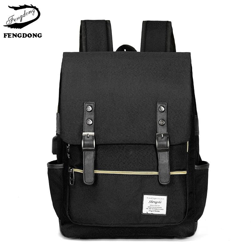 Classic Student Laptop Backpack with USB Charger Port