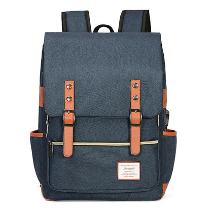 Classic Student Laptop Backpack with USB Charger Port