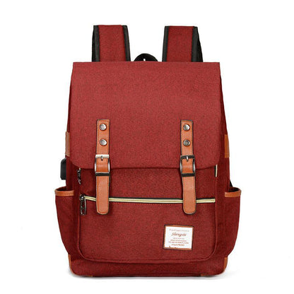 Classic Student Laptop Backpack with USB Charger Port