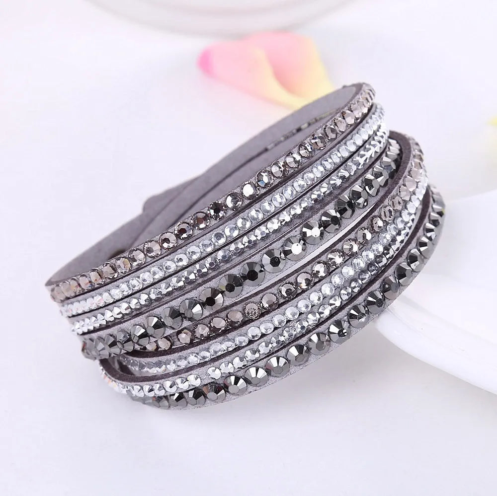 Sparkling Crystal Layered Wrap Bracelet