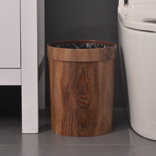 Classic Brown Wooden Waste Bin - Pexav