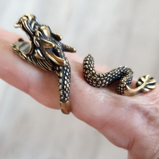 Vintage Antique Style Dragon Ring - Pexav