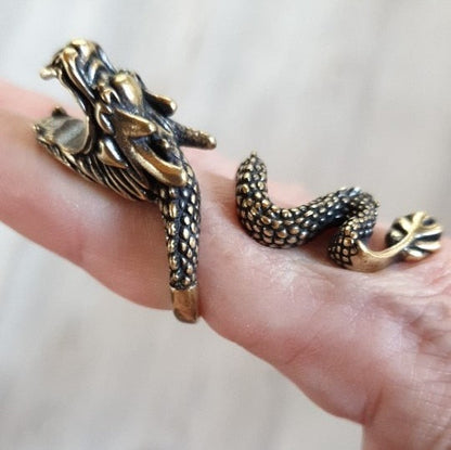 Vintage Antique Style Dragon Ring - Pexav