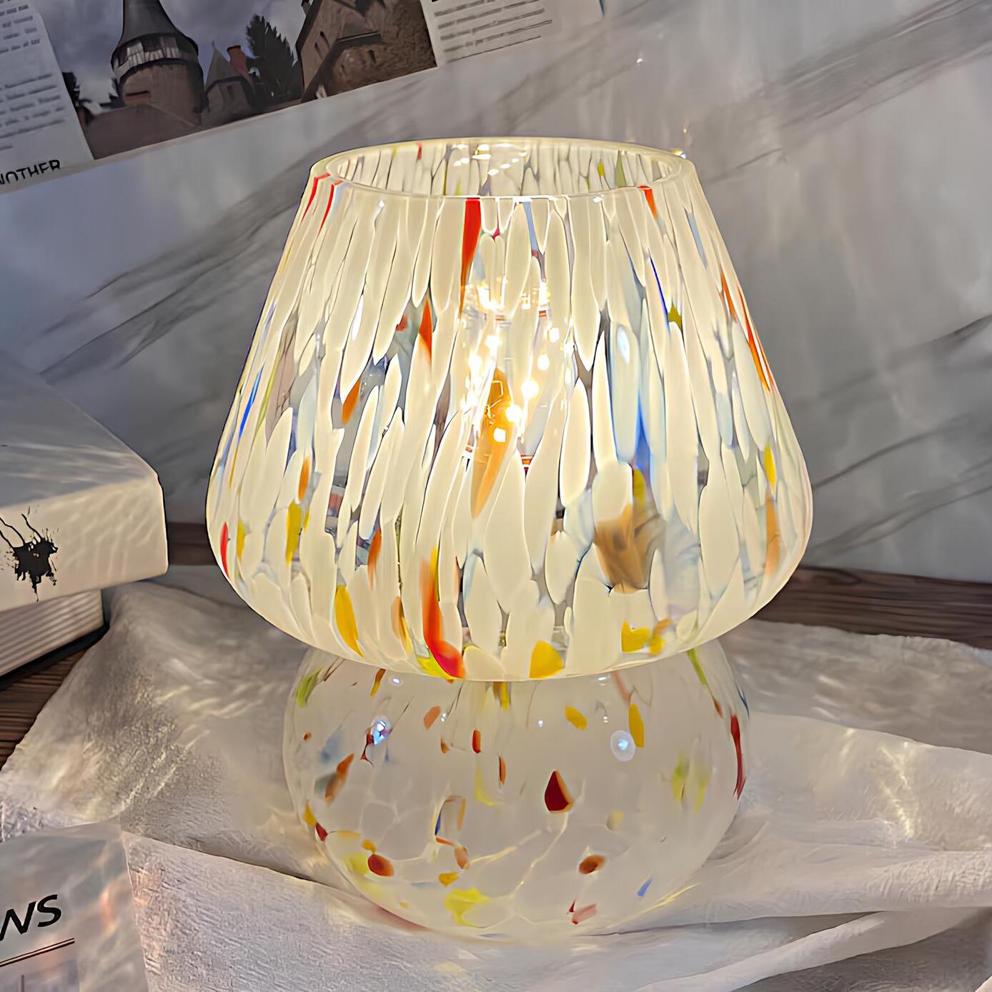 Hand-Blown Glass Table Lamp with Unique Patterns – Elegant Bedside Lamp for Bedroom and Living Room 3