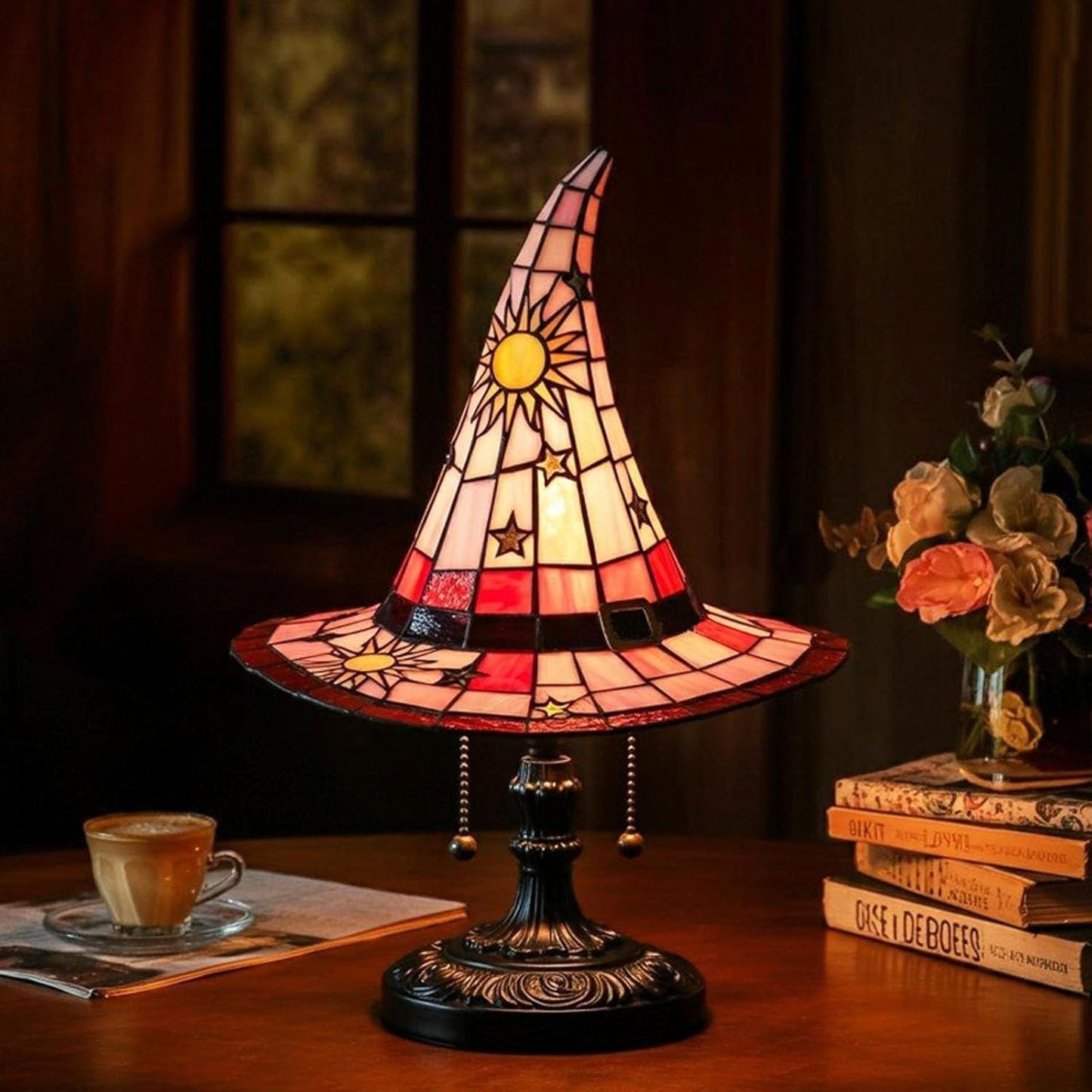 Hand-Crafted Stained Resin Floor Lamp with Sunburst Design – Colorful Mosaic Shade and Durable Cast Iron Base 1