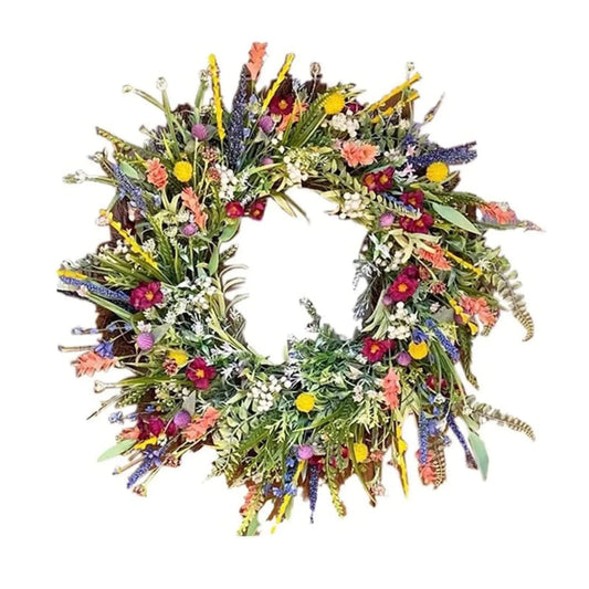 Colorful Fake Flower Wreath - Beautiful Home Decor - Pexav