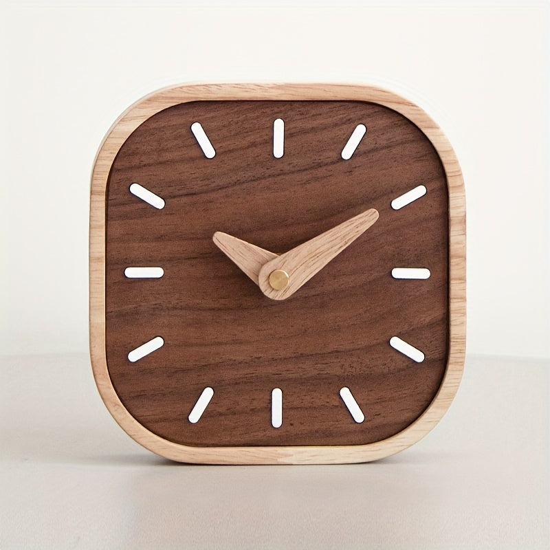Handcrafted Wooden Table Clock with Silent Quartz Movement – Solid Oak and Walnut Design for Modern Desk or Table Decor 2