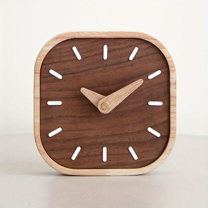 Handcrafted Wooden Table Clock with Silent Quartz Movement – Solid Oak and Walnut Design for Modern Desk or Table Decor 2