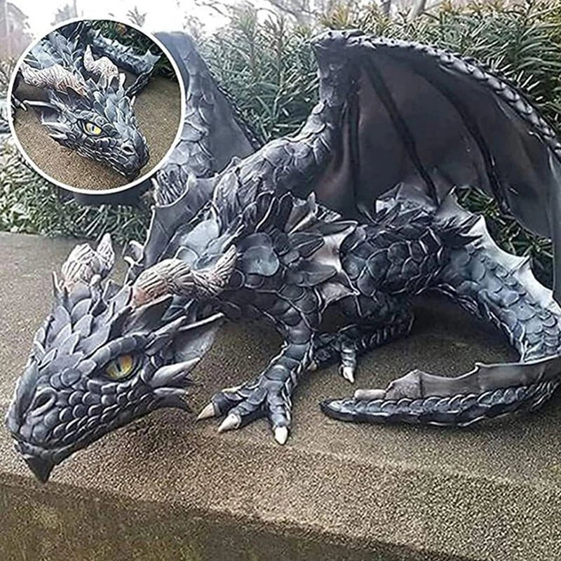 Unique Resin Dragon Figurine for Indoor Outdoor Decor - Pexav