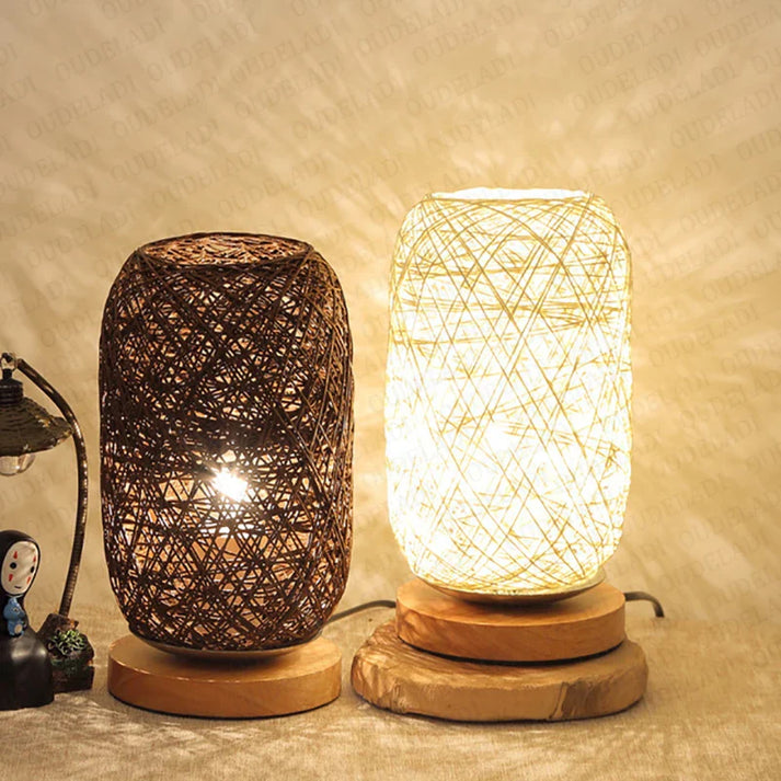 Rustic Wood LED Desk Lamp with Warm Soft Lighting - Pexav