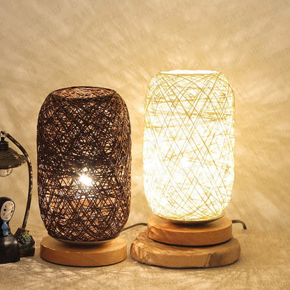 Rustic Wood LED Desk Lamp with Warm Soft Lighting - Pexav