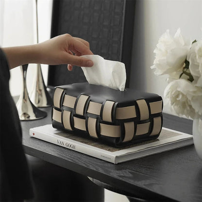 Simple Faux Leather Tissue Box Case - Pexav