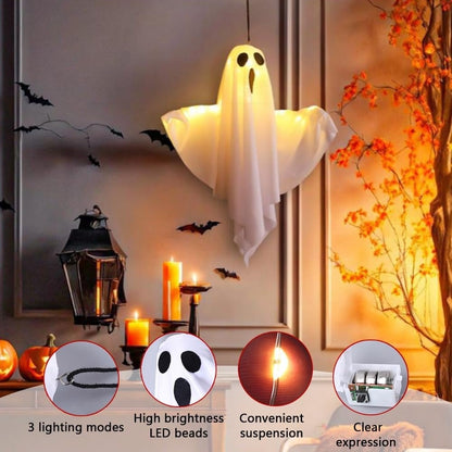 Hanging Halloween Lighted Ghost Decoration with 3 Lighting Modes, Battery Powered for Indoor & Outdoor Use