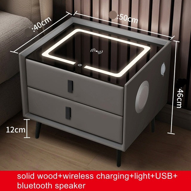 Compact Wireless Charging Bedside Speaker Table
