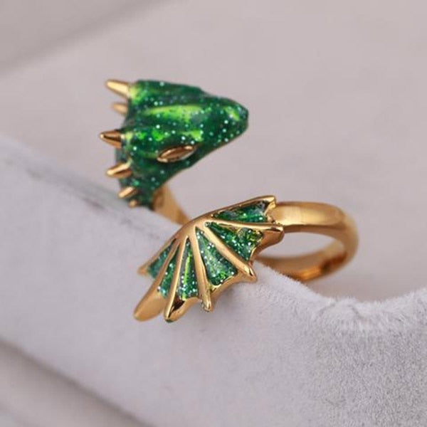 Vibrant Dragon Design Adjustable Ring