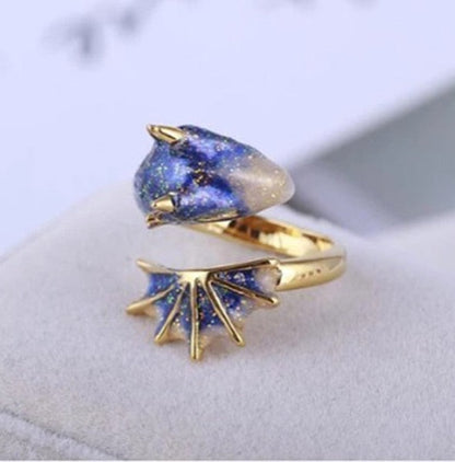 Vibrant Dragon Design Adjustable Ring