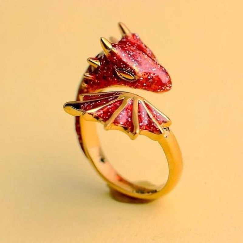 Vibrant Dragon Design Adjustable Ring