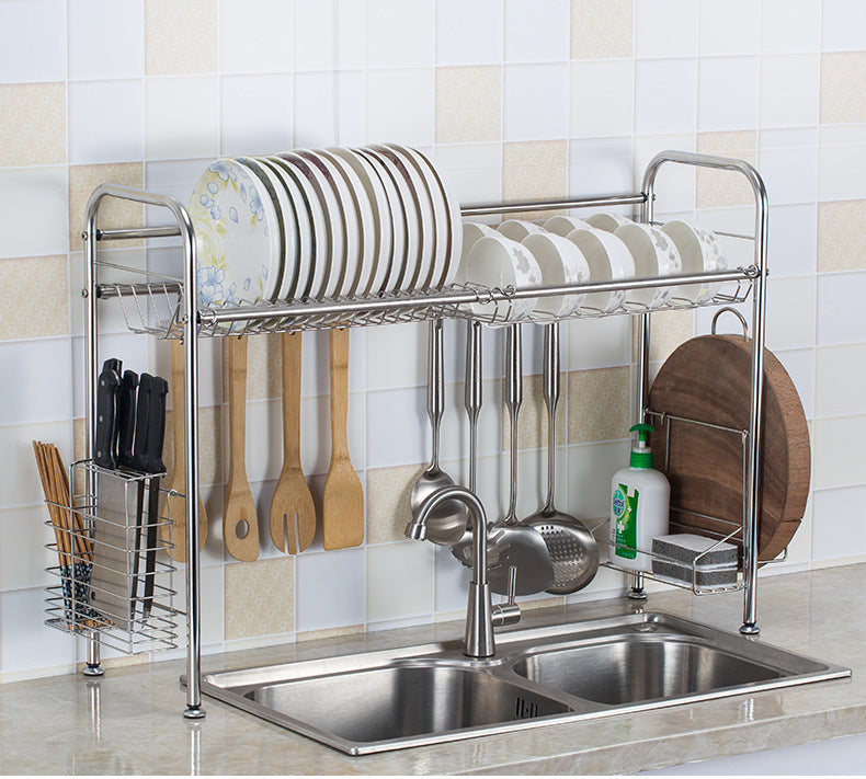 Space Saving Stainless Steel Kitchen Dish Rack Organizer