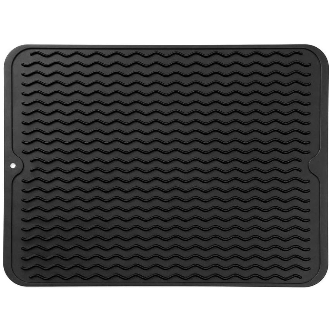 Heat-Resistant Silicone Kitchen Mat – Non-Slip Dish Drying Mat and Drawer Insert – BPA Free, 40x30 cm, Grey/Blue/Transparent 10
