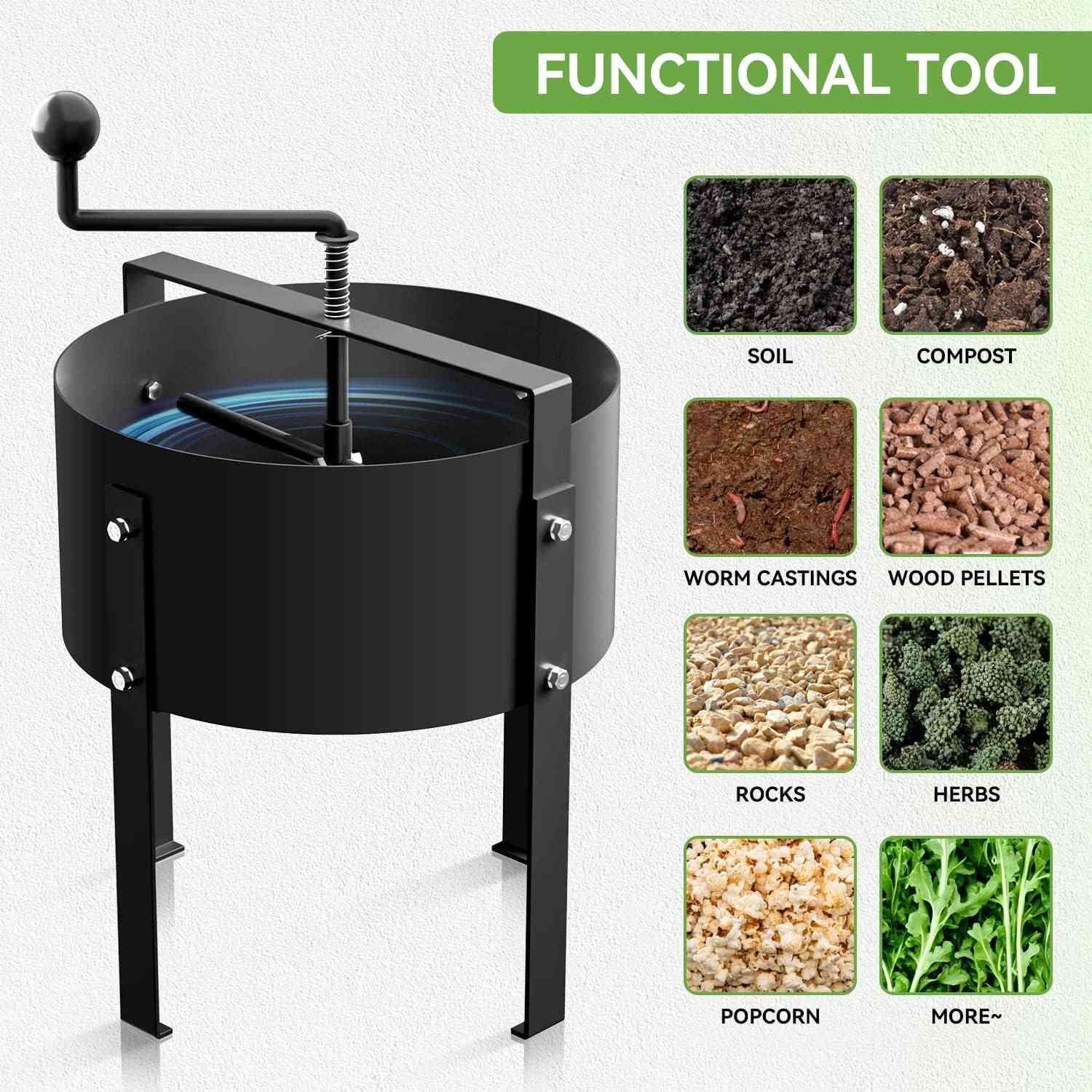 Heavy-Duty Rotary Soil Sifter – Garden Soil Sieve for Potting, Compost & Dirt Filtering