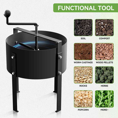 Heavy-Duty Rotary Soil Sifter – Garden Soil Sieve for Potting, Compost & Dirt Filtering