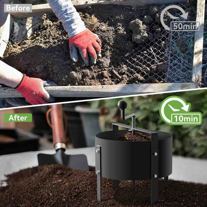 Heavy-Duty Rotary Soil Sifter – Garden Soil Sieve for Potting, Compost & Dirt Filtering