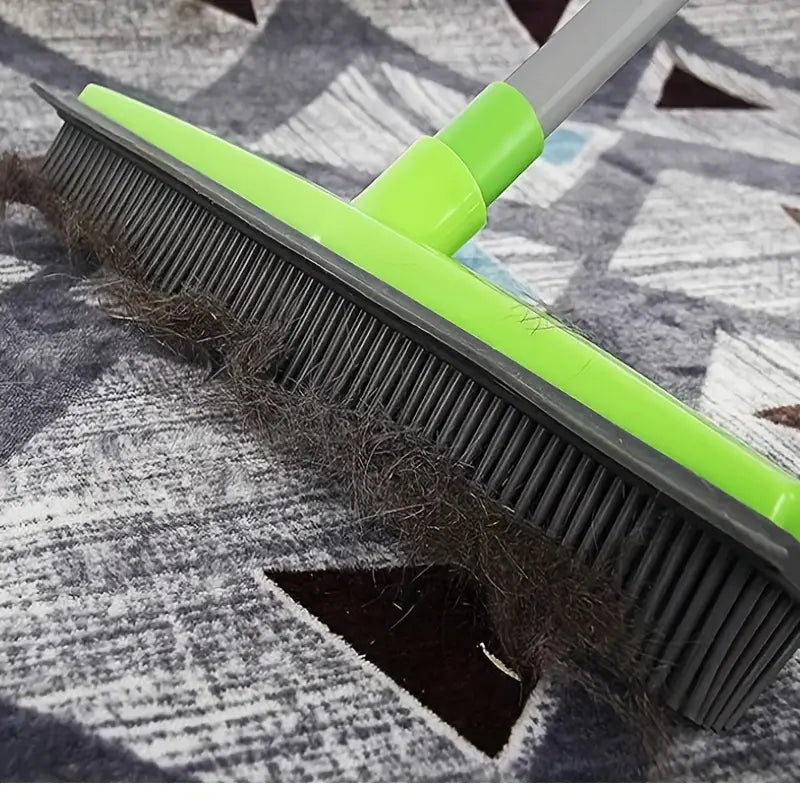 Heavy-Duty Rubber Broom with Electrostatic Bristles and Telescoping Handle for Pet Hair and Liquid Spills 5