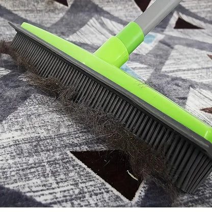 Heavy-Duty Rubber Broom with Electrostatic Bristles and Telescoping Handle for Pet Hair and Liquid Spills 5