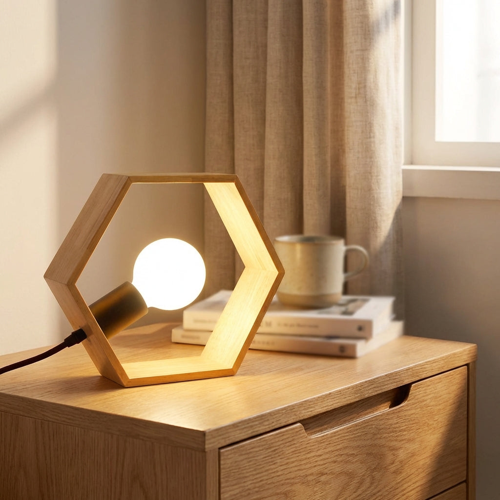 Unique Hexagon Table Lamp Aurexen - Pexav