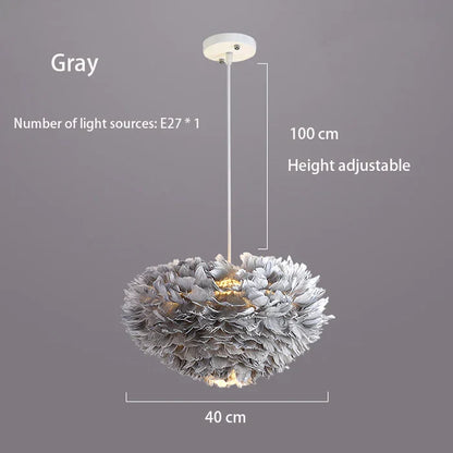 Fluffy White Faux Feather Ceiling Lamp