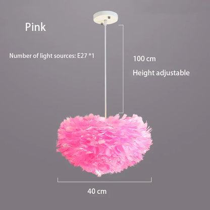 Fluffy White Faux Feather Ceiling Lamp