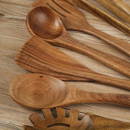 Premium Wood Kitchen Tool Set 7 Piece Non Stick Friendly