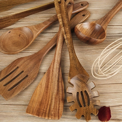 Premium Wood Kitchen Tool Set 7 Piece Non Stick Friendly