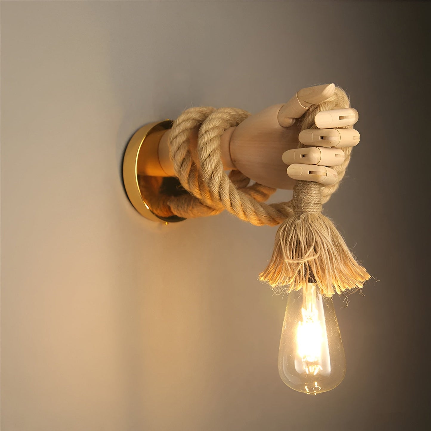 Unique Wooden Wall Lamp – Distressed Rope Pendant Light - Pexav
